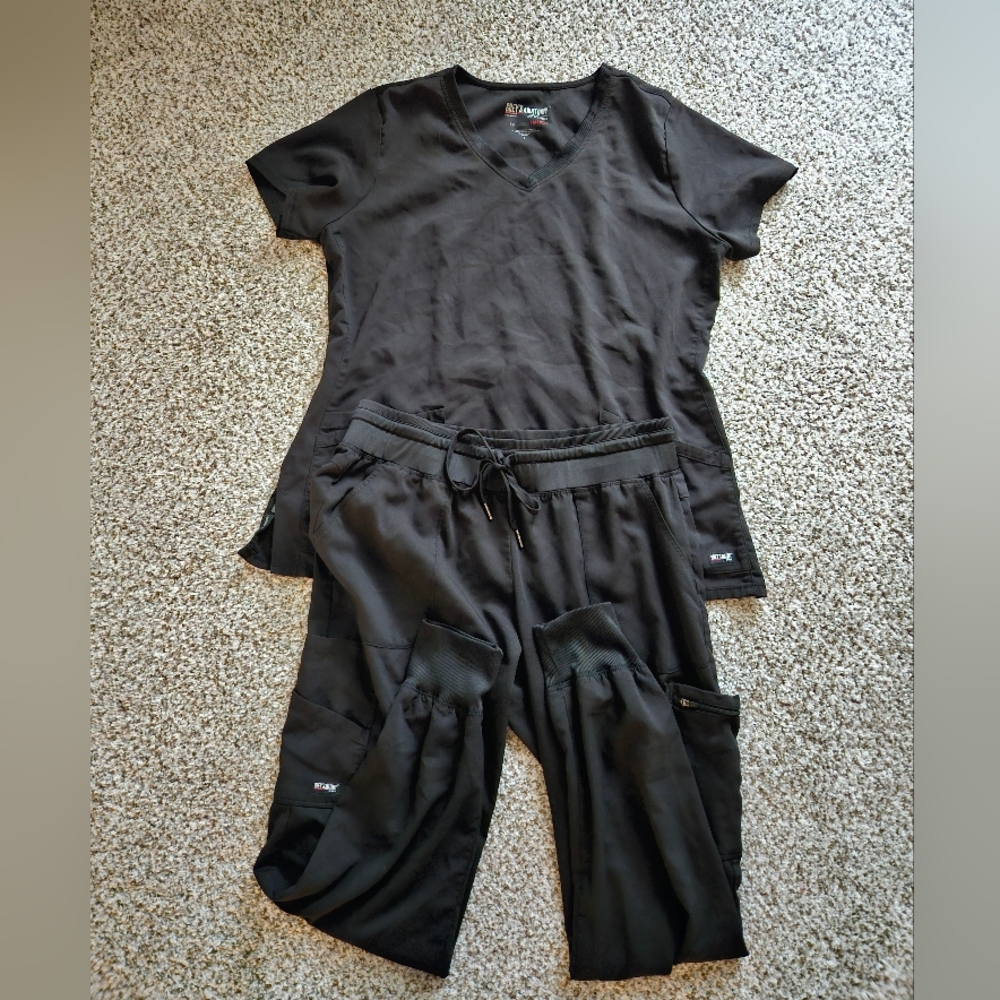 Womens Greys Anatomy Black Scrub Set Size L